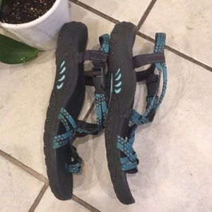 Comfy SKECHERS Teal Charcoal Outdoor Reggae Lifestyle Sandals 11